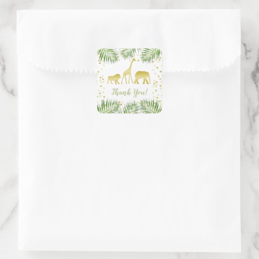 金ゴールドサファリ動物の赤ちゃんシャワー スクエアシール (バッグ)