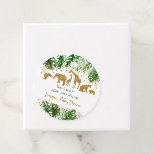 金ゴールドサファリ動物の赤ちゃんシャワー フェイバータグ (インサイチュ)