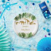 金ゴールドサファリ動物の赤ちゃんシャワー ペーパープレート (パーティー)