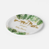 金ゴールドサファリ動物の赤ちゃんシャワー ペーパープレート (アングル)