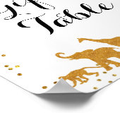 金ゴールドサファリ動物ギフトテーブルの標識 ポスター (角)