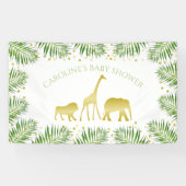 金ゴールドサファリ動物トロピカルベビーシャワー 横断幕 (横)
