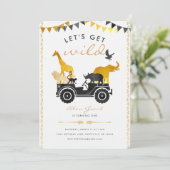 金ゴールドサファリ誕生日招待状 招待状 (スタンド正面)