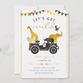 金ゴールドサファリ誕生日招待状 招待状 (正面)