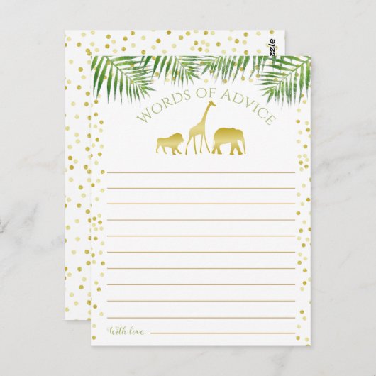 金ゴールドサファリ赤ちゃんシャワーアドバイスの言葉 ポストカード (正面/裏面)