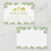 金ゴールドサファリ赤ちゃんシャワーベビーカード用の本を持って来る プレイスカード (正面/裏面)