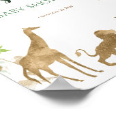 金ゴールドサファリ赤ちゃんシャワー歓迎サイン ポスター (角)