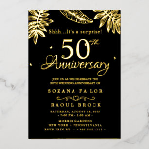 金ゴールドサプライズ結婚50周年記念 箔招待状