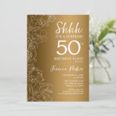 金ゴールドサプライズ50誕生日 招待状 (スタンド正面)