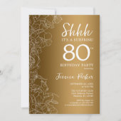金ゴールドサプライズ80誕生日 招待状 (正面)