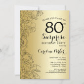 金ゴールドサプライズ80th誕生日パーティー 招待状 (正面)