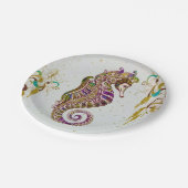 金ゴールドサマーレインボーシーホースグリッター ペーパープレート (アングル)