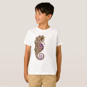 金ゴールドサマーレインボーシーホースグリッター Tシャツ (正面フル)