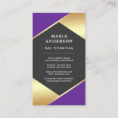 金ゴールドサロン爪、 ネイルポーランドボトルマニキュリストフォト 名刺 (裏面)