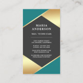 金ゴールドサロン爪、 ネイルポーランドボトルマニキュリスト写真 名刺 (裏面)