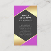 金ゴールドサロン爪、 ネイルポーランドボトルマニキュリスト写真 名刺 (裏面)