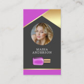 金ゴールドサロン爪、 ネイルポーランドボトルマニキュリスト写真 名刺 (正面)