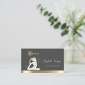 金ゴールドサンウィメンシルエットヨガインストラクター 名刺 (スタンド正面)