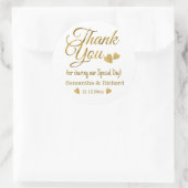 金ゴールドサンキューウェディングパーティーの好意 ラウンドシール (バッグ)