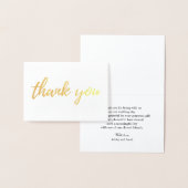 金ゴールドサンキューカードを折った。モダン結婚箔 箔カード (ディスプレー)