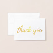 金ゴールドサンキューカードを折った。モダン結婚箔 箔カード (封筒付き正面)