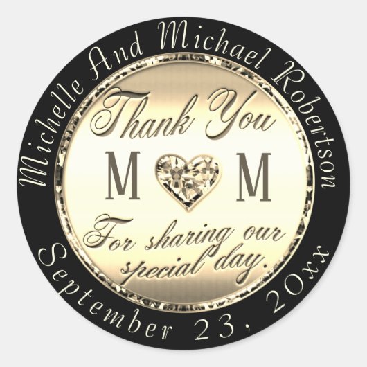 金ゴールドサンキュークラシックラウンドステッカー ラウンドシール (正面)