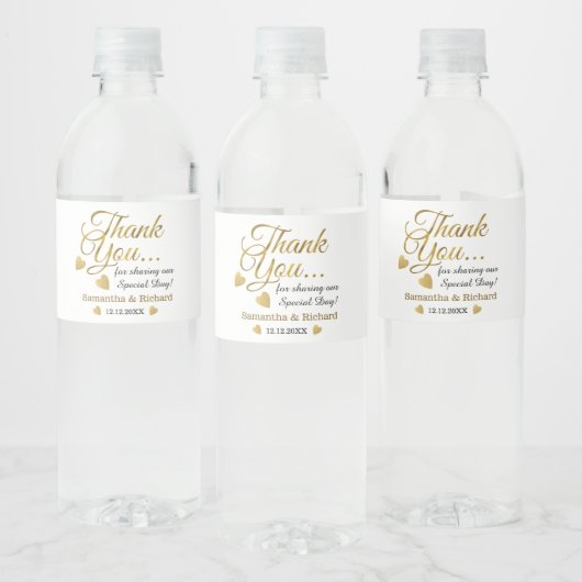 金ゴールドサンキューユー結婚式の引き出物 ペットボトルラベル (ボトル)