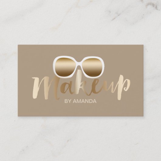 金ゴールドサングラスメイクアップアーティストベージュ 名刺 (正面)