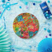 金ゴールドサンゴ夏の熱帯海魚の水色 ペーパープレート (パーティー)