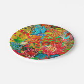 金ゴールドサンゴ夏の熱帯海魚の水色 ペーパープレート (アングル)