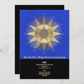 金ゴールドサンシャインベビーシャワー天お祝い 招待状 (正面/裏面)