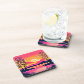 金ゴールドサンセットオーバーピンクレイクアート コースター (右側)