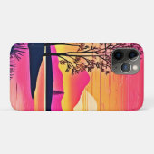 金ゴールドサンセットオーバーピンクレイクアート Case-Mate iPhoneケース (裏面(横))