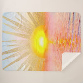 金ゴールドサンセットサンマンダラウォーターカラーシー シェルパブランケット (正面(横))