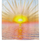 金ゴールドサンセットサンマンダラウォーターカラーシー シャワーカーテン (正面)