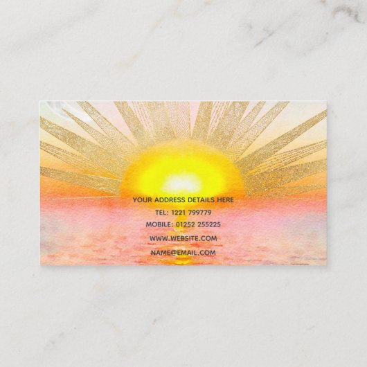 金ゴールドサンセットサンマンダラウォーターカラーシー 名刺 (裏面)