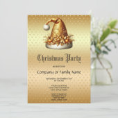 金ゴールドサンタハットクリスマスパーティの招待状 招待状 (スタンド正面)