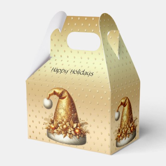 金ゴールドサンタハットクリスマスホリデーギフトボックス フェイバーボックス (正面サイド)