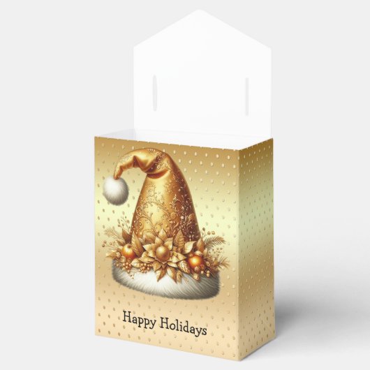 金ゴールドサンタハットクリスマスホリデーギフトボックス フェイバーボックス (オープン)