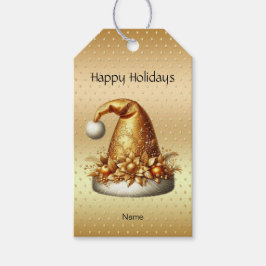 金ゴールドサンタハットクリスマスホリデーギフトラベル ギフトタグ