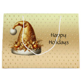 金ゴールドサンタハットクリスマスホリデー抱き枕 ラージペーパーバッグ (正面)