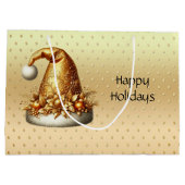 金ゴールドサンタハットクリスマスホリデー抱き枕 ラージペーパーバッグ (裏面)