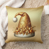 金ゴールドサンタハットクリスマスホリデー装飾用クッション クッション (ブランケット)