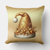 金ゴールドサンタハットクリスマスホリデー装飾用クッション クッション (正面)