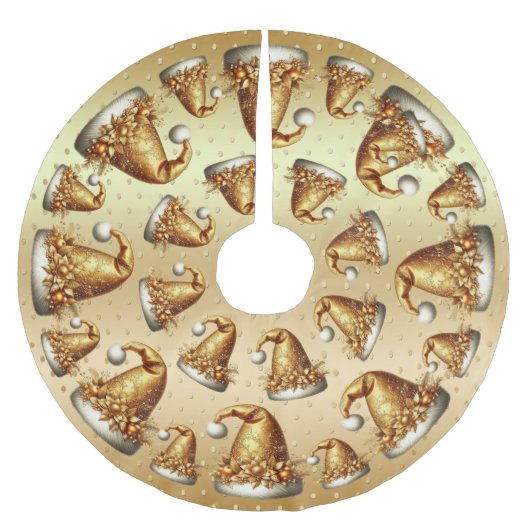 金ゴールドサンタハットツリースカート ブラッシュドポリエステルツリースカート (正面)