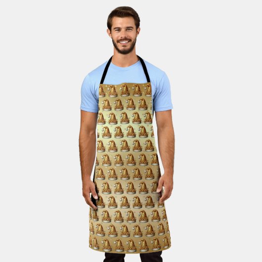 金ゴールドサンタハットホリデーエプロン エプロン (着用した状態)