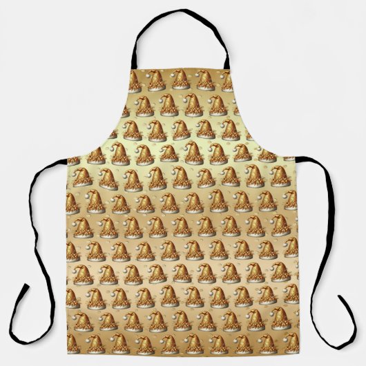 金ゴールドサンタハットホリデーエプロン エプロン (正面)