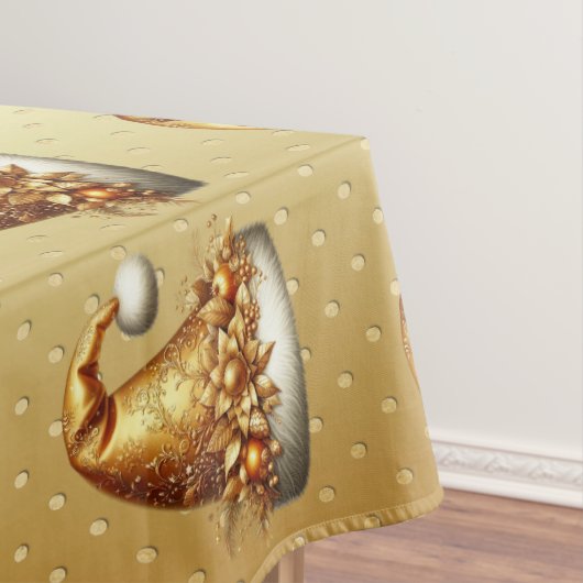 金ゴールドサンタハットホリデーテーブルクロス テーブルクロス (インサイチュ)