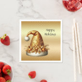 金ゴールドサンタハットホリデーナプキン スタンダードカクテルナプキン (インサイチュ)