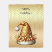 金ゴールドサンタハットホリデーフリースブランケット フリースブランケット (正面)